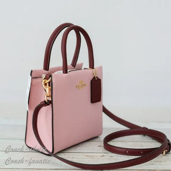 NWT Coach CE598 Mini Cally Leather Crossbody in Powder Pink/Wine - Picture 10 of 10